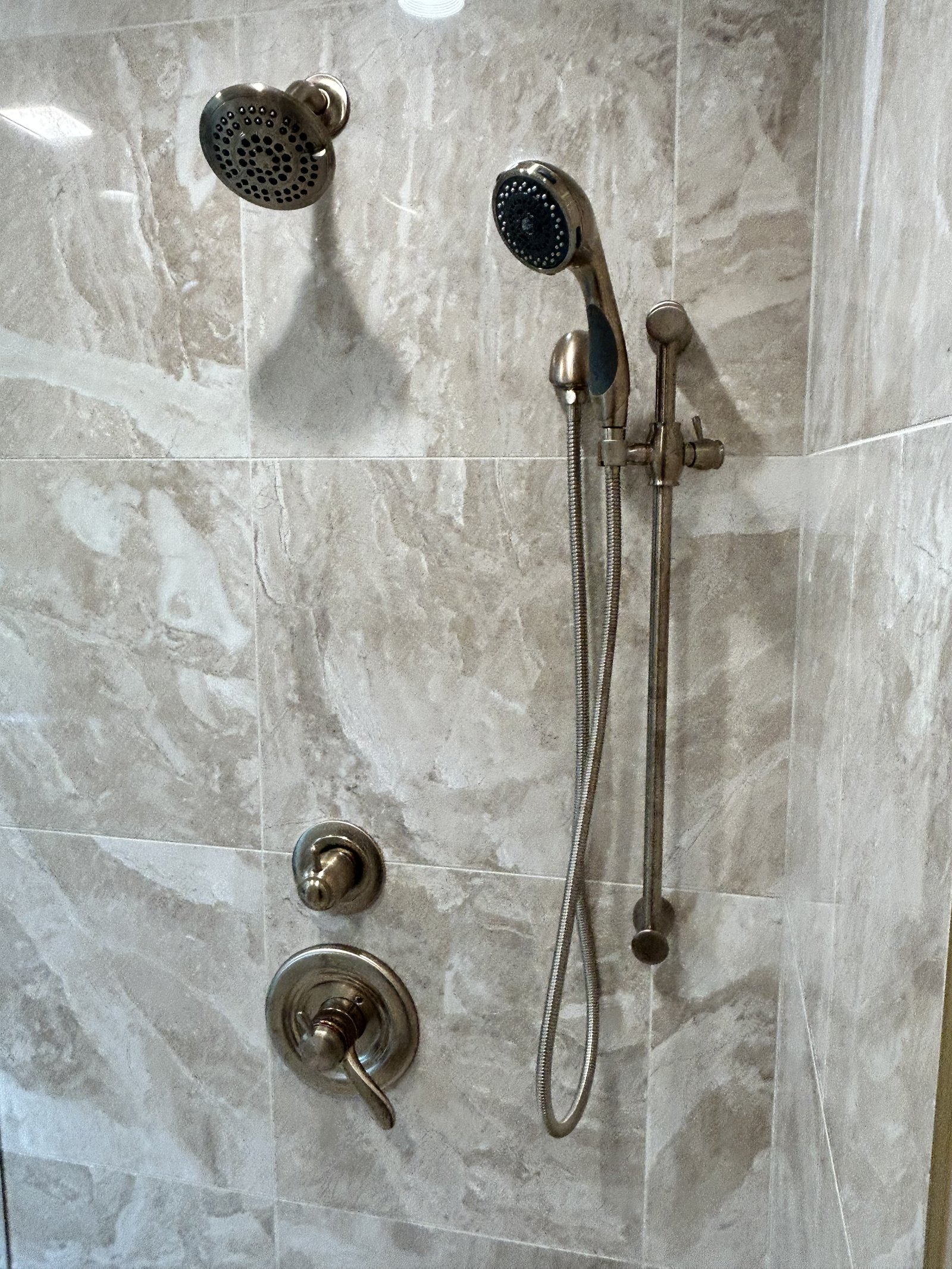 Shower fixtures with marble tile Chester County